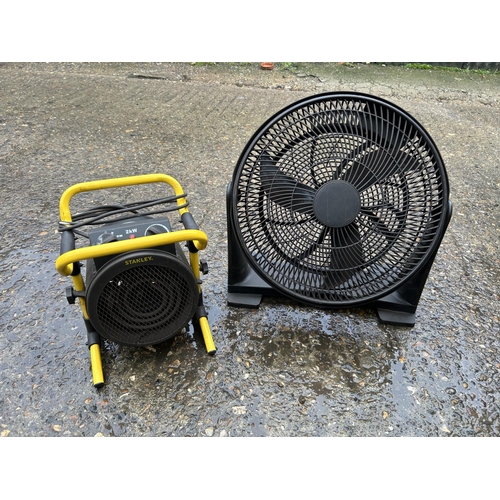 421 - A Stanley workshop heater and a large fan