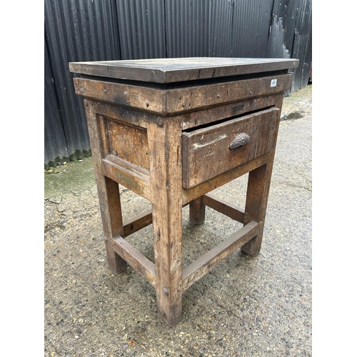 424 - A STEPHENSON BLAKE & Co, jewellers work table with thick steel top and two way drawer 71x56x99