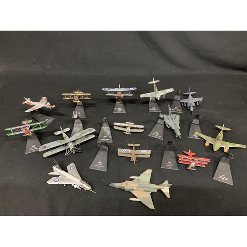 541 - Box of 14 Die Cast Military planes, Ex Display with stands