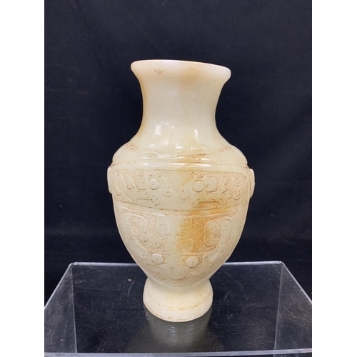 618 - White Jade effect vase, height 21cms