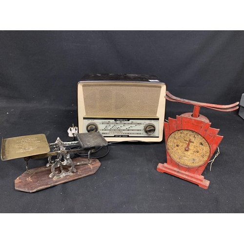 626 - Vintage Ferranti mains radio, postal scales and Salter scale base (2)