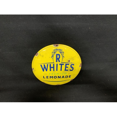 786 - Enamel circular R White Lemonade Sign, diameter 30cms