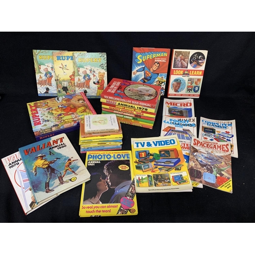 992 - Collection of Rupert and other Annuals, computer game books and others