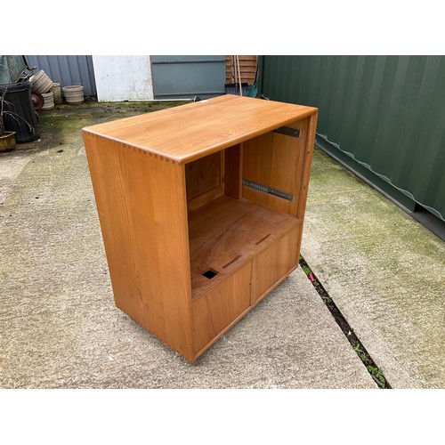 270 - A mid century Ercol light elm media cabinet