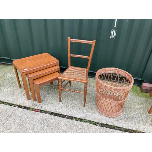 282 - Nest of three, begere chair and linen basket