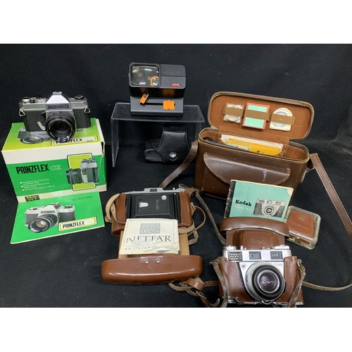 938 - Zeiss Ikon Nettar Camera, Prinzflex CX Camera, Kodak Retina llS and case of accessories plus viewer