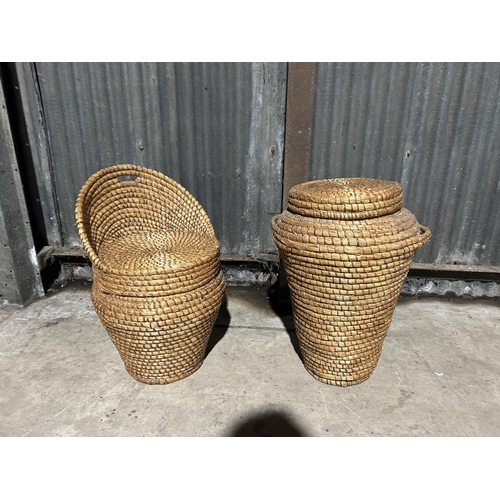 10 - Two wicker linen baskets