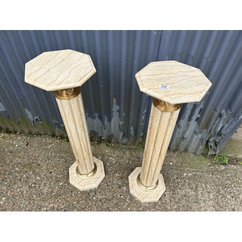 137 - A pair of good quality marble and gold gilt pedestals 100cm tall