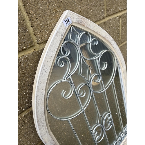 138 - A french style white painted garden mirror 67x140