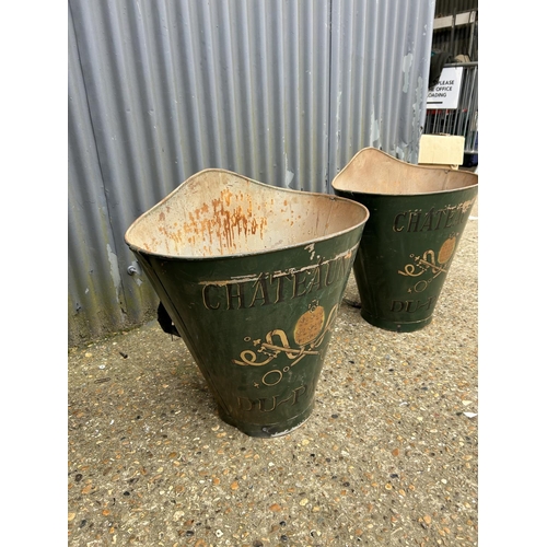 172 - A pair of vintage French Chateauneuf du Pape grape harvesting buckets