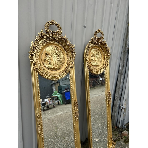 180 - A pair of very decorative gold gilt hallway mirrors 60x175