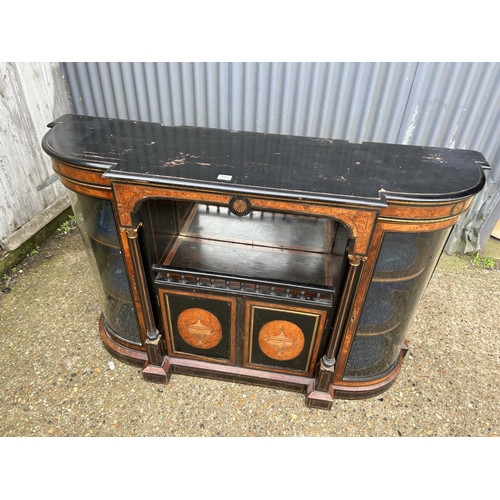 185 - An ebonised walnut credenza sideboard 133x44x100