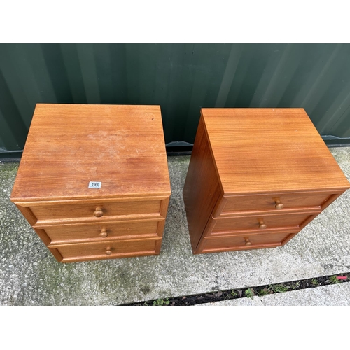 193 - A G plan teak pair of three drawer bedsides