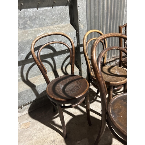 2 - A collection of five vintage bentwood chairs