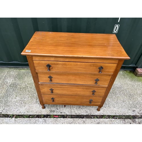 208 - A satinwood chest of four drawers 90x45 x96