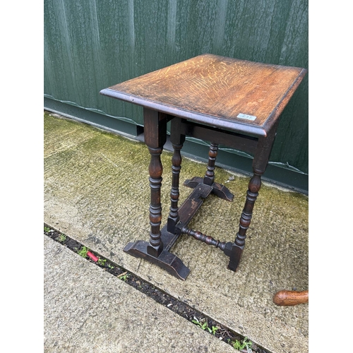 237 - An oak tilt top table together with a square mahogany tripod table