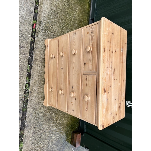 254 - A solid pine chest of five drawers 87x42x80