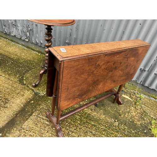 261 - A Sutherland table and a circular mahogany occasional table with twist stem