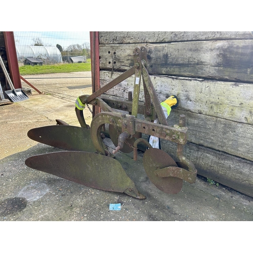 308 - A large vintage two furrow plough