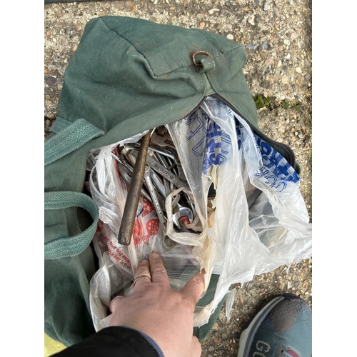 325 - Three tin tool boxes and a tool bag containing sockets, spanner's etc