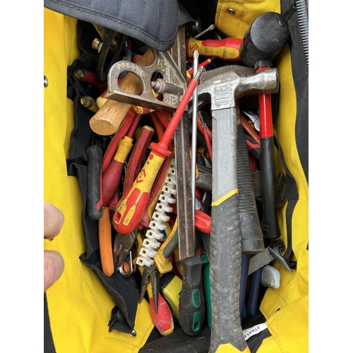 326 - A Stanley tool box and two Stanley tool bags all containing assorted modern tools