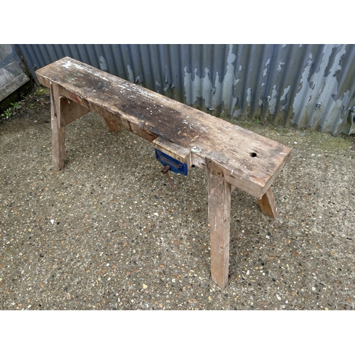 340 - A small A frame workbench with vice