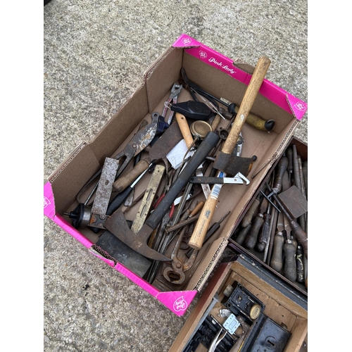 353 - Six trays of assorted tools, spanner's etc