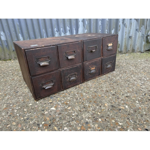 56 - A vintage bank of filing drawers 76x33x34