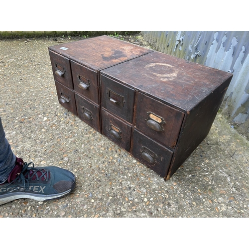 56 - A vintage bank of filing drawers 76x33x34