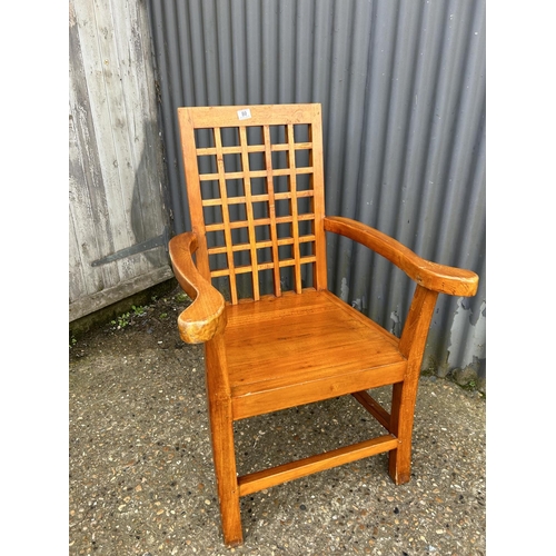 80 - An eastern style lattice back throne chair