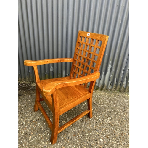 80 - An eastern style lattice back throne chair