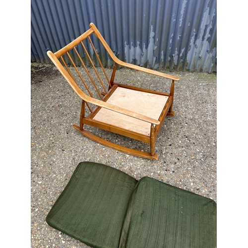 96 - Retro teak framed rocker chair