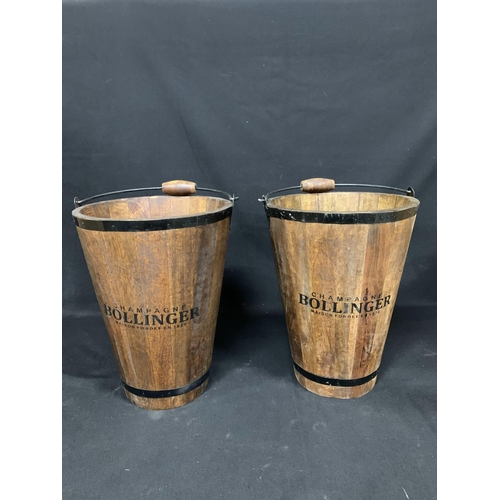 478 - Pair wooden Bollinger Champagne buckets, height 40cms