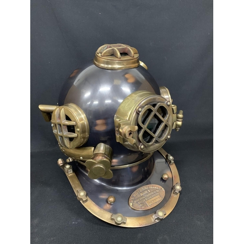 481 - Antique effect copper and brass divers helmet