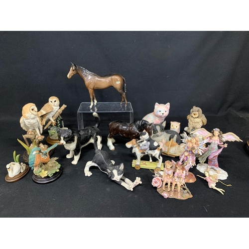 494 - Beswick Horse Figure, 4 Country Artists bird figures, 3 Leonardo Faeries figures and other figuree