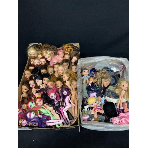 567 - 2 trays of Bratz dolls and Monster High