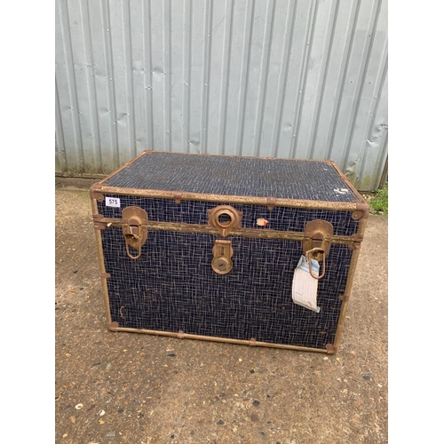 575 - Metal bound travelling trunk 70 x 48 x 48cms