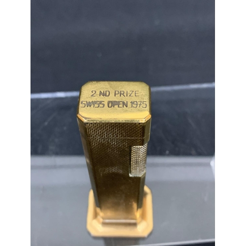 580 - Dunhill Gold Plated tallboy Table Lighter, height 11cms