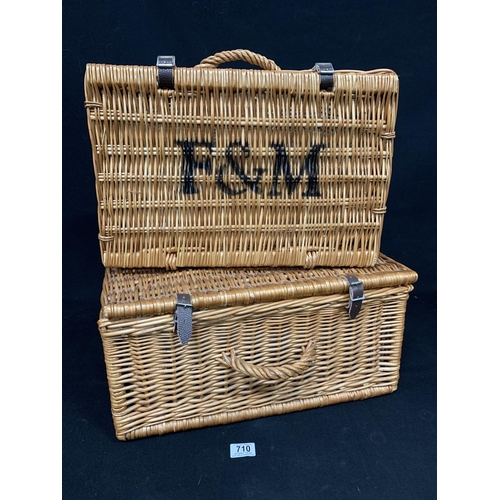 710 - Two Fortnum & Mason hamper baskets, largest 52 x 36 x 24 cms high