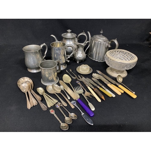 715 - Silver plated ware and cutlery plus Pewter ware