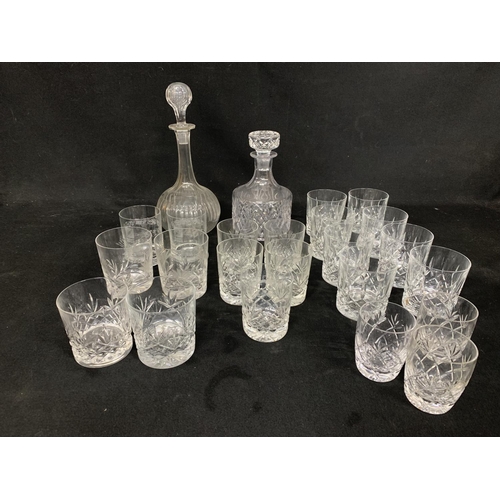 716 - Two cut glass Decanters and 22 Whisky Tumblers