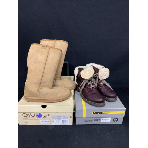 718 - Pair of Australian sheepskin boots and Pair of Plum boots both size 7 unworn