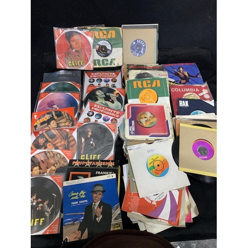 738 - Bag of mixed 45 records and Cliff Richard picture discs