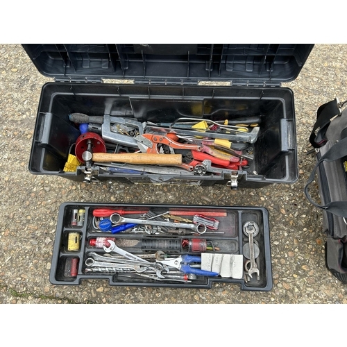 326 - A Stanley tool box and two Stanley tool bags all containing assorted modern tools