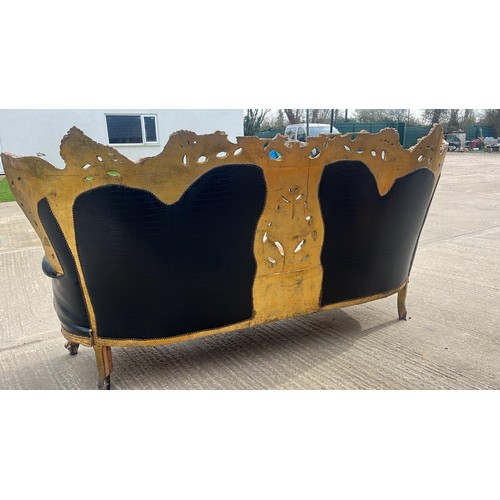 300C - A highly onrate and very impressive  gold gilt double sided love seat / club seating