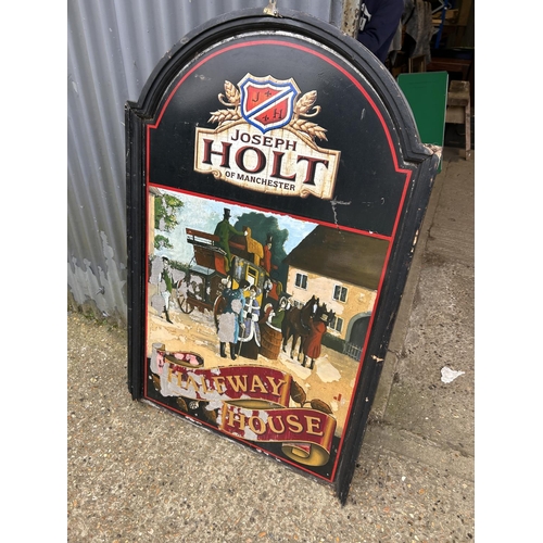 155E - A large double sided pub sign halfway house  92x143