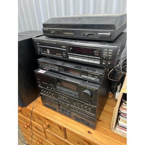 128 - A pioneer stereo stereo system with box of records