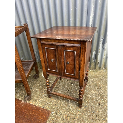 172 - Oak workbox, oak trolley, dining chair and occasional table