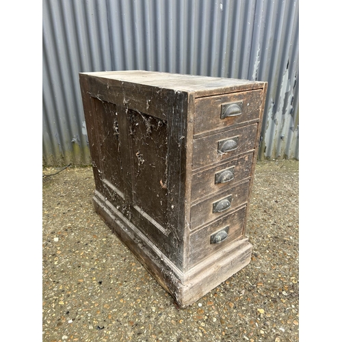 180 - A vintage bank of five workshop drawers