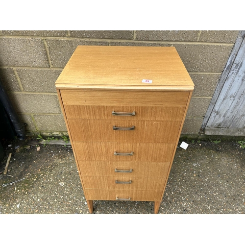 89 - A mid century tallboy chest of six drawers 54x44x111
